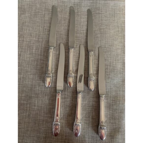 6 Dinner Knives International Silver FIRST LOVE 1847 Rogers Bros9 1/4” SILVERPLT - Picture 4 of 5